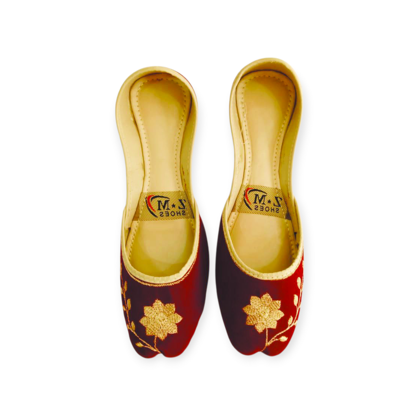 Maroon Flower Embroidery Khussa