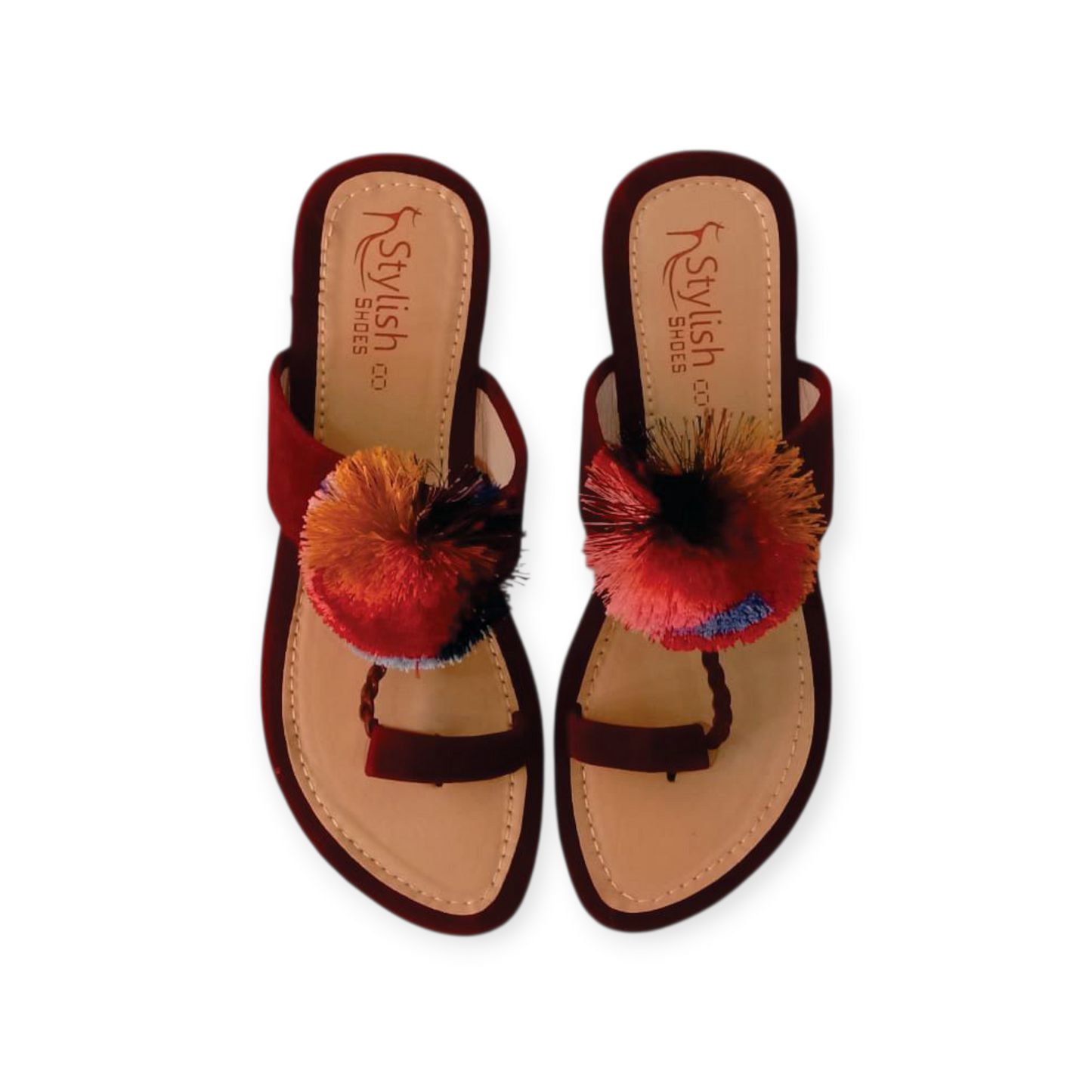 Maroon Flower Chappal