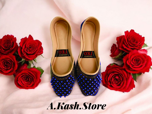 Navy Blue Moti Khussa