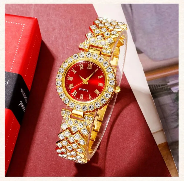 Luxury Watch with Golden Jewelry Set