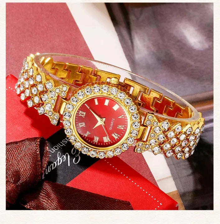 Luxury Watch with Golden Jewelry Set